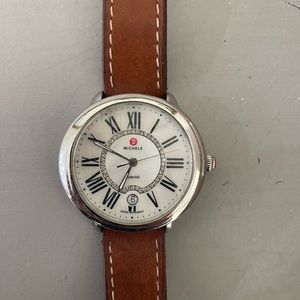 Michele Watch with Diamond Accent and leather band